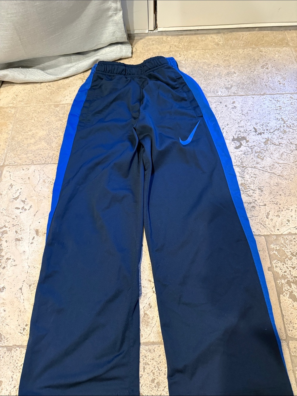 Nike Kids Navy Sweatpants with Royal Blue Side Stripe